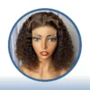4x4 Brown Highlighted Jerry Curl Wig
