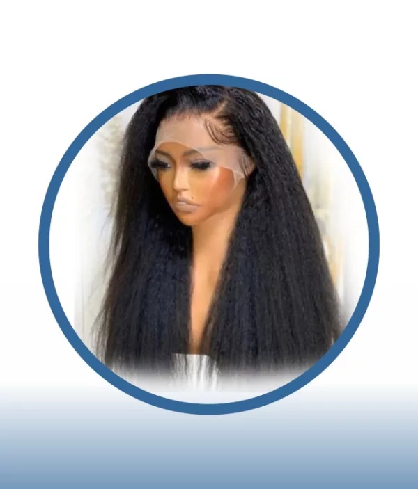 22" Kinky Straight Full Frontal Lace Wig