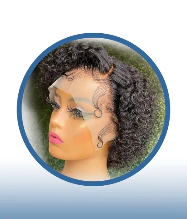 Curly Side Swoop Peruvian Frontal Pixie Wig