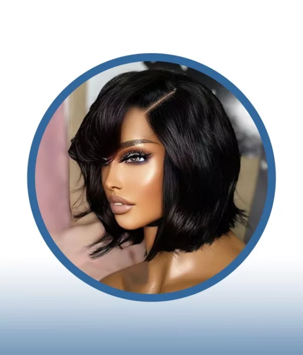 Wavy Styled Side Part Straight Bob Wig