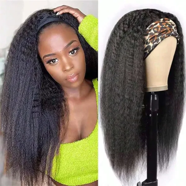 Kinky Straight Human Headband Wig