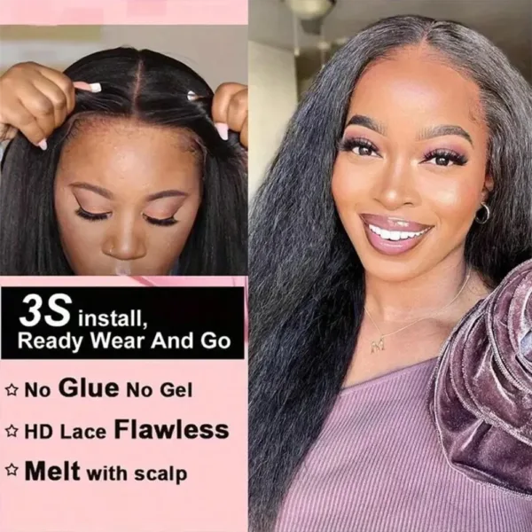 Glueless Kinky Straight HD Wig - Image 4