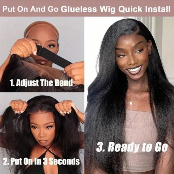 Glueless Kinky Straight HD Wig - Image 3
