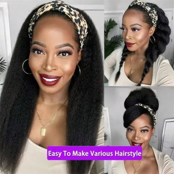 Kinky Straight Human Headband Wig - Image 3