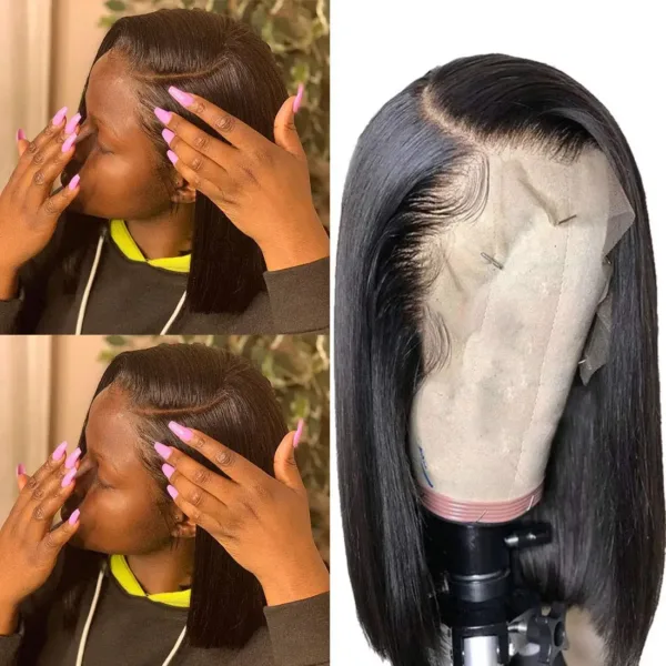 Short Straight Lace Front Bob Wig - Image 3
