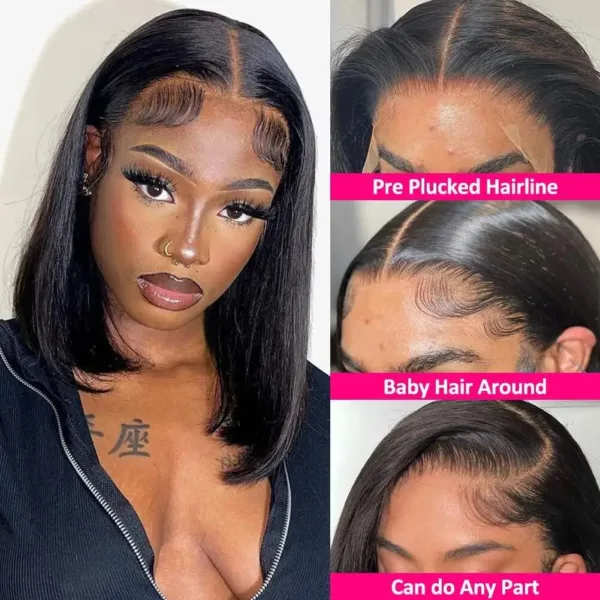 Short Straight Lace Front Bob Wig - Image 6