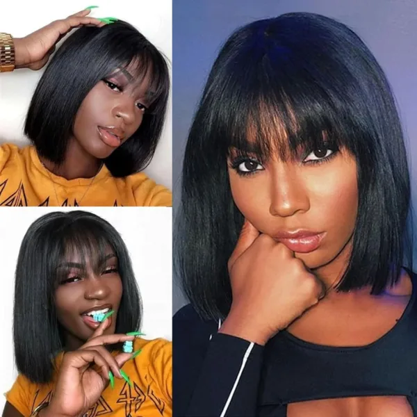 Straight Bob Wig With Bangs - Image 7