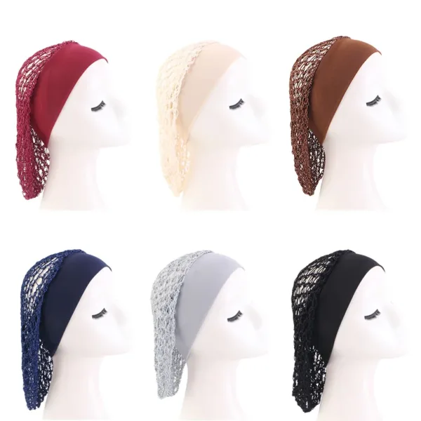 Black Wide Band Wig Cap - Image 14