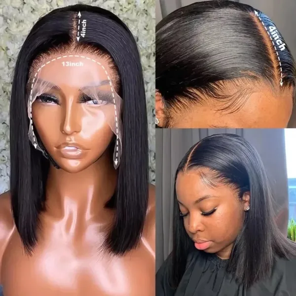 Short Straight Lace Front Bob Wig - Image 4