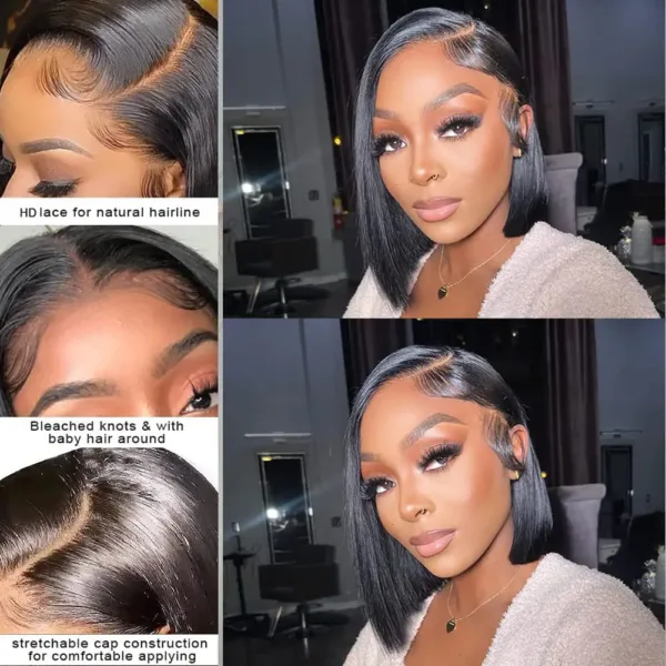 Short Straight Bob Frontal Wig - Image 6