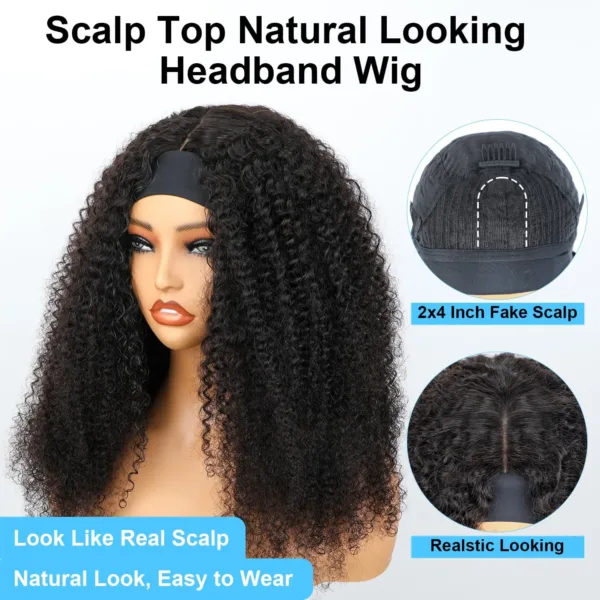 Afro Curly Human Headband Wig - Image 3