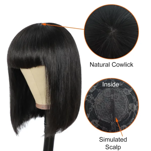 Straight Bob Wig With Bangs - Image 3