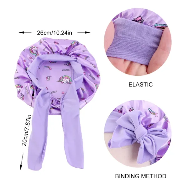 Kids Unicorn Satin Sleep Cap - Image 2