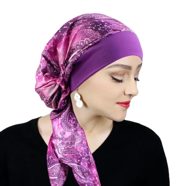 Pre-tied Satin Chemo Turban - Image 4