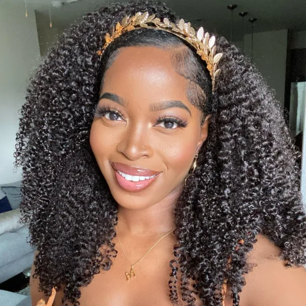 Afro Curly Human Headband Wig - Image 4