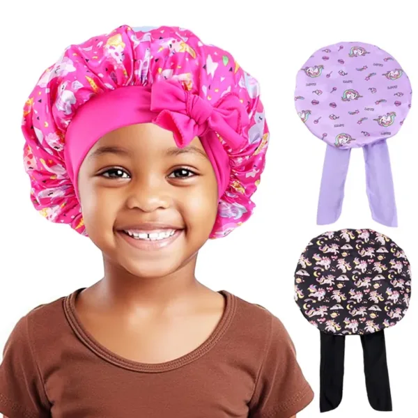 Kids Unicorn Satin Sleep Cap