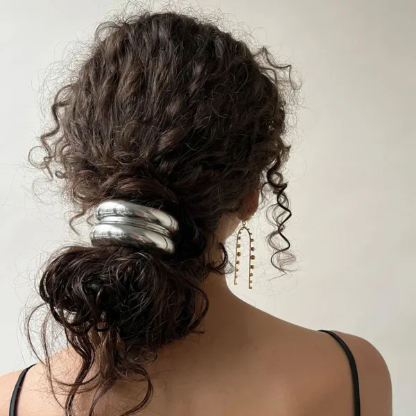Stainless Steel Hammered Rhodium Hair Clips - Image 6