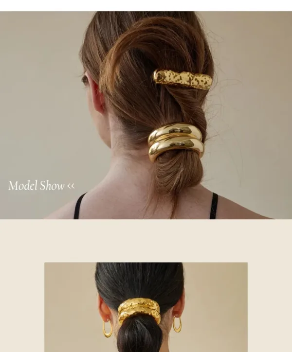 Stainless Steel Hammered Rhodium Hair Clips - Image 37