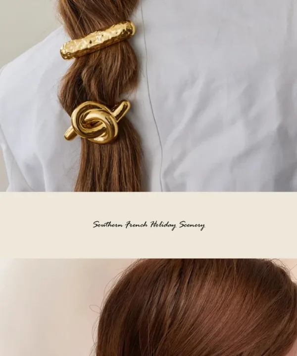 Stainless Steel Hammered Rhodium Hair Clips - Image 40