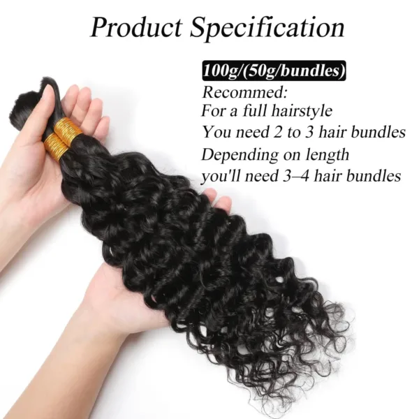 Deep Wave Braiding Hair 100% Unprocessed - Image 3