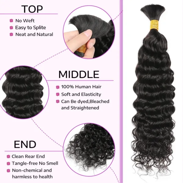 Deep Wave Braiding Hair 100% Unprocessed - Image 2